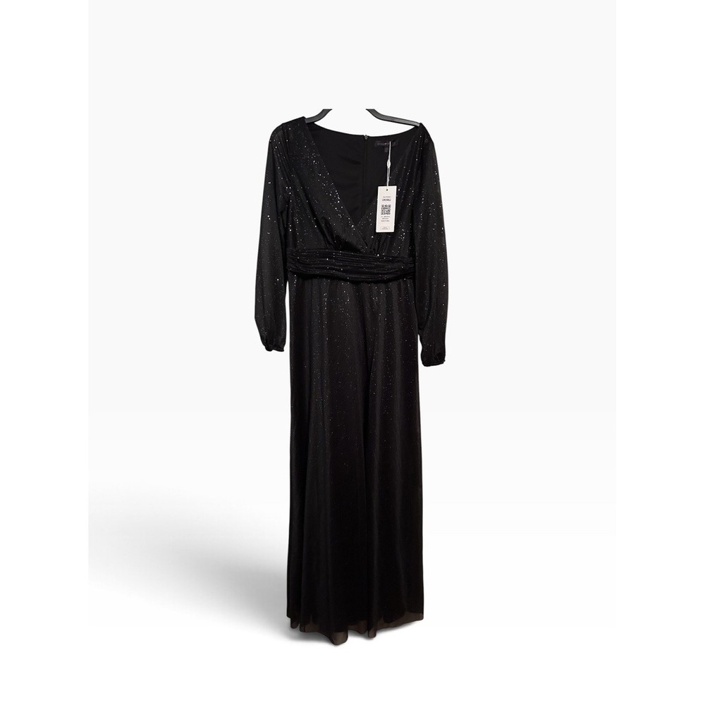 Ever-Pretty Women's Size 12 Black Glitter Long Sleeve Formal Maxi Gown NWT